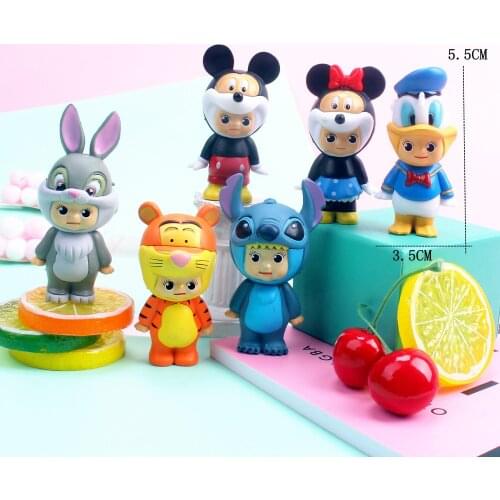6pcs/set Solid Disney PVC zoo cartoon doll accessories car doll Mickey Minnie duck cartoon doll children birthday Christmas gift