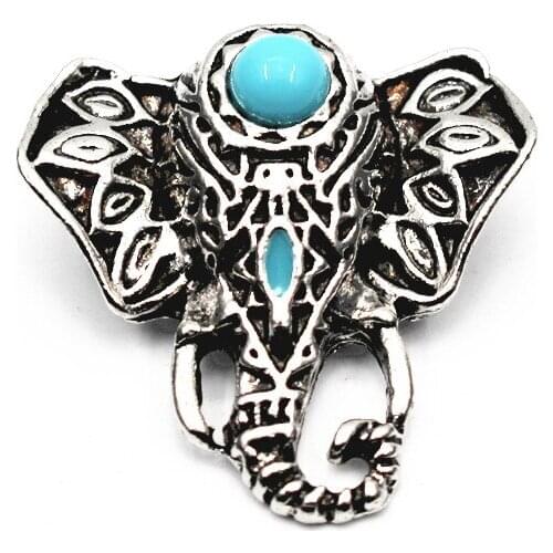 6pcs/lot Lucky Snap Buttons Antique Silver Elephant Buttons Jewelry Fit 18mm/20mm DIY Snap Bracelet&Bangles Jewelry Making