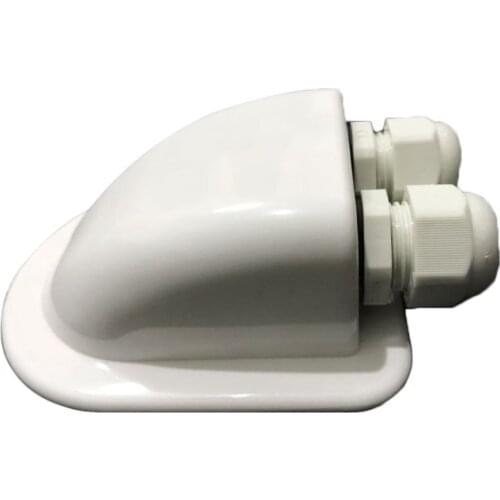 ABS Solar RV Yacht Stand Roof Duct Cable Entry Double Hole Round Junction Box White