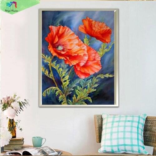 Diamond Embroidery Russia Flowers Poppies Diy Diamond Painting Full Mosaic Picture Pattern Cross Stitch Rhinestone sticker RD03