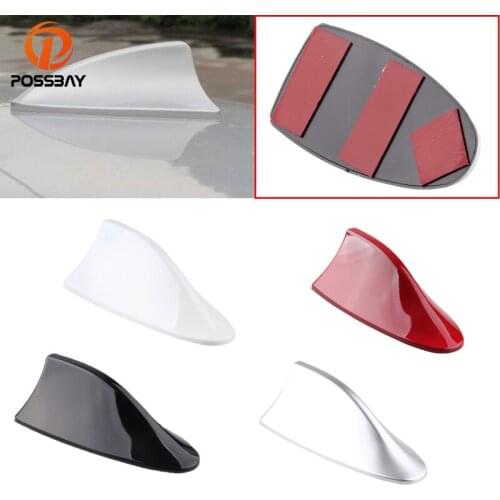 POSSBAY Car Shark Fin Antenna Black/White/Silver/Red/Grey Auto Antenna Aerials Universal SUV Roof Antennas Stickers Decoration