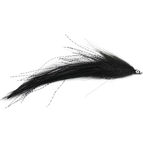 Bimoo 2PCS Size 2# Deceiver Black Saltwater Flies Pike Streamer Fly for Fly Fishing Flies