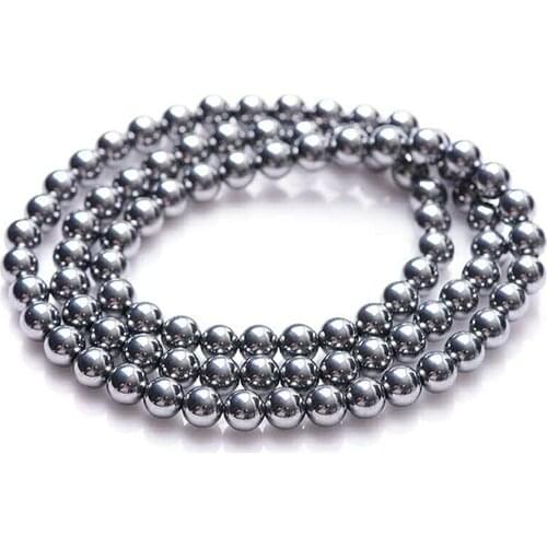 Genuine Natural Terahertz Wave Gems Stone Three 3 Laps Round Bead Bracelet Women Men Powerful 6mm