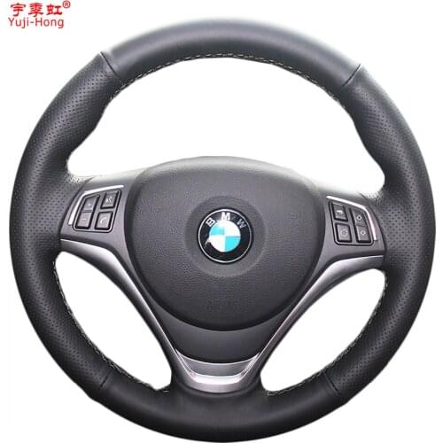 Yuji-Hong Artificial Leather Car Steering Wheel Covers Case for X1 E84 2014 2015 Hand-stitched Auto Steering Cover