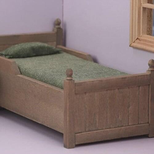 1/12 Wooden Queen Bed with Mattress & Pillow and Drawers Simulation Decor