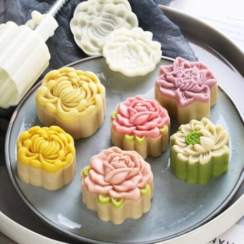 DIY 3D Mooncake Mold 75/125g Rose Patterns Cookie Mold for Mid-Autumn Festival