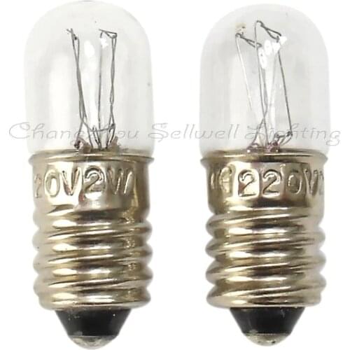 Guaranteed 100%! 1000 Picecs/lot E10 T10x28 220v 2w Miniature Lamp Bulb A159