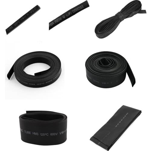 Hot 15mm 2:1 Black Polyolefin Insulation Heat Shrink Tubing 5M