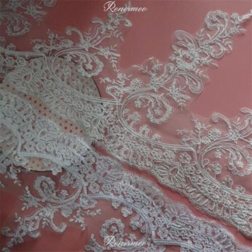 Delicate 1M White/Ivory Cording Fabric Flower Venise Venice Mesh Lace Trim Applique Sewing Craft for Wedding Dec. 38cm SX25