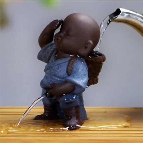 Creative Tea Pets Ornament Chinese Folk Art Purple Clay Home Decoration Figurines Little Monk Yixing Baby Boy Spray Pee Crafts