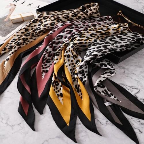LaMaxPa Luxury Brand 2019 New Fashion Summer Silk Scarf For Women/Ladies Leopard pattern Beach Hijab Female Foulard 70*70CM