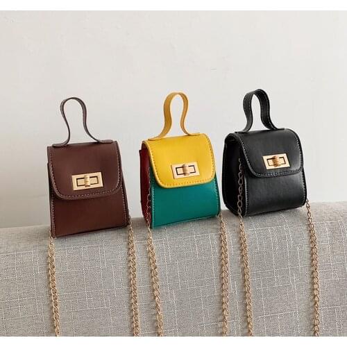 Fashion PU Leather Mini Crossbody Bag for Women Coin Purse Metal Chain Shoulder Bag Portable Wallet Lipstick Keys Bag Handbag