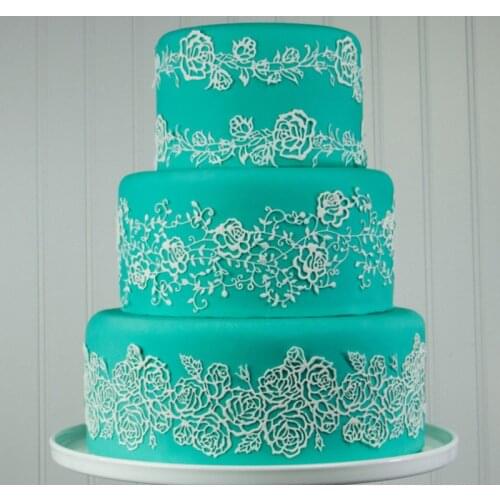 New Rose Flower Cake Border Silicone Mold Lace Mat Fondant Mould Cake Decorating Tool Chocolate, Gumpastes Mold, Sugarcraft