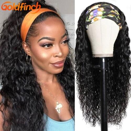 Goldfinch Water Wave Headband Wig Human Hair Wigs For Black Women Head Band Wigs Human Hair Malaysian Scarf Wig No Gel Glueless
