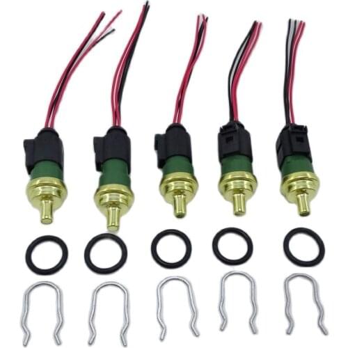 5Set Green Auto Car Engine Coolant Temperature Sensor & Plug Cable For A3 A4 A6 TT Passat Golf Bora Seat 059919501A 4B0973712