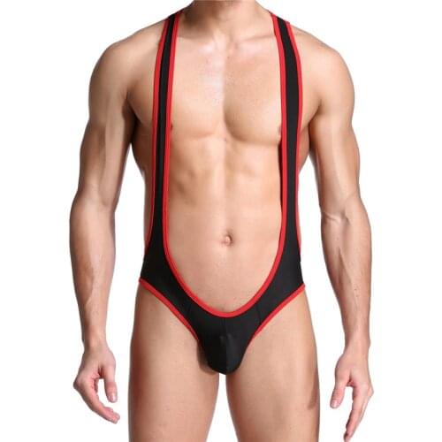 Sexy Men Undershirts JumpSuit One-Piece Suits Open Butt Wrestling Singlet Breathable BodySuit Exotic Super Soft Undershirt