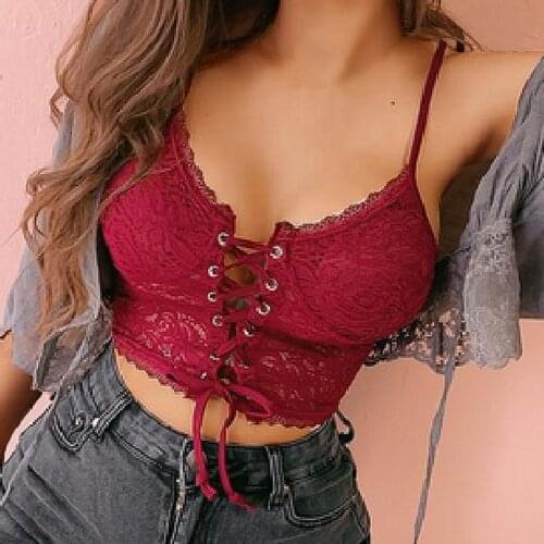 Sexy Bandage Lace Women Camis Bra Top Spaghetti Straps White black bra Camis Tank Tops Female Sleeveless Tank Top Lingerie Set