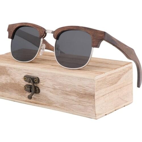 High Quality Polarized Wooden Sunglasses Classic Men Women Retro Brand Designer Female Male Fashion Half Meta Mirror Sun Glass