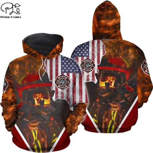 PLstar Cosmos Amazing USA Firefighter Fireman 3D Print Hoodies Sweatshirts Zip Hooded For Men And Women Casual Streetwear Q19