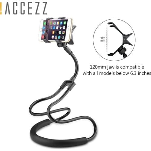 !ACCEZZ Universal Long Arm Lazy Bed/Desktop/Neck Cell Phone Stand Holder For iPhone 360 Degree Adjustable Rotate Hanging Bracket