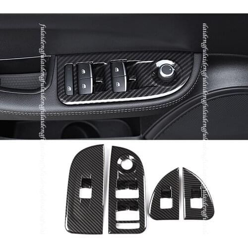 4pcs For Alfa Romeo Giulia 2017-2020 Interior ABS Carbon Fiber Car window switch panel cover Trim Car Accessories