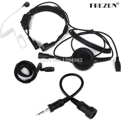 Military Police FBI Throat Mic Microphone Covert Acoustic Tube Earpiece Headset with Finger PTT for Yaesu Vertex Radio VX-6R 7R