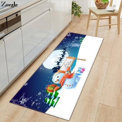 Zeegle Christmas Carpet Anti-slip Kitchen Rug Bathroom Doormat Shower Mat Flannel Soft Kids Room Area Rug Bedside Carpet Mat