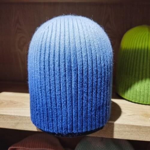 Women winter knitted hat Tie dye Tie-dye fashion street knitted stretch hat mens warmth padded cap Warm hat