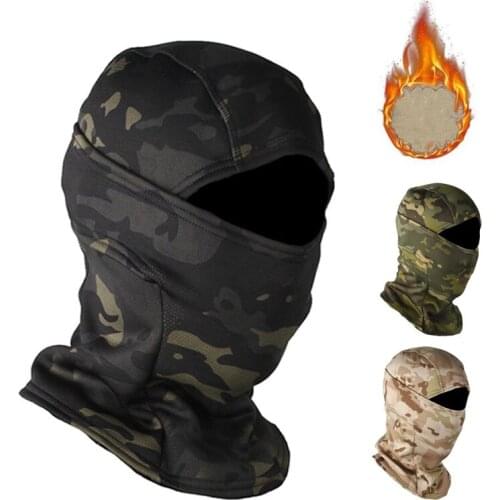 Winter Thermal Camouflage Tactical Balaclava Warm Fleece Motorcycle Face Mask Shield Military Airsoft Wargame Fish Hunting Hat