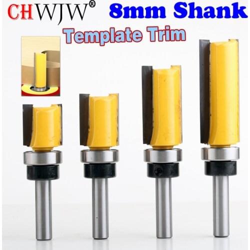 1PC 8mm Shank Template Trim Hinge Mortising Router Bit Straight end mill trimmer cleaning flush trim Tenon Cutter forWoodworking