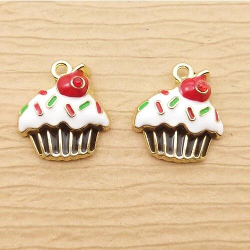 10pcs 18x19mm enamel cake charm for jewelry making and crafting earring charm fashion pendant