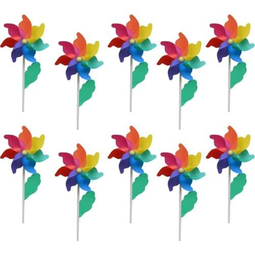 10pcs Lawn Pinwheels, Party Pinwheels Windmill Rainbow Pinwheels Toys 48cm