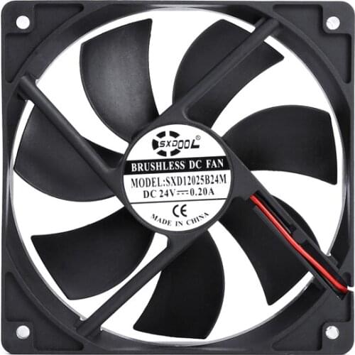 120mm 24V cooling fan Dual Ball sxdool new computer fan 12cm pc fan DC 24V 2P 12025 12cm Cooler 120x120x25mm 0.20A 2200RPM