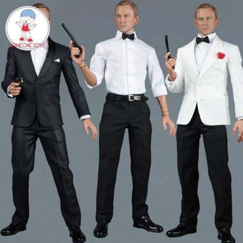 AFS A014 1/6 scale Male James Bond 007 Royal Secret Agent Costume Suit for 12 inches Body model Action Figure Cosplay DIY Doll