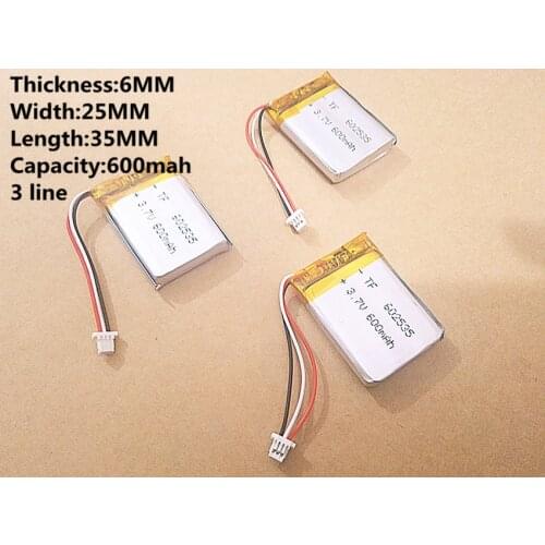Free shipping lithium polymer core MODEL 582535 602535 Li-Polymer 3.7v 600mah 1.7wh tachograph common rechargeable batteries