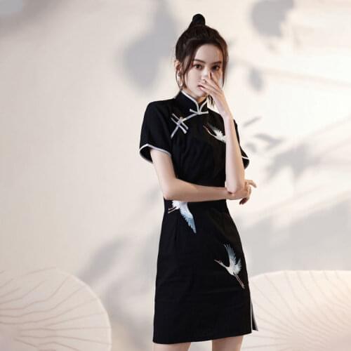 Improved cheongsam summer new small Chinese Style Dress Girls short womens wear