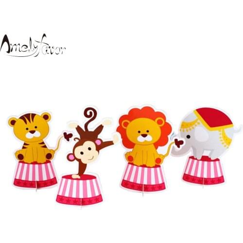 Circus Table Centerpiece Decorating Centerpiece Birthday Party Decorations Supplies Blue Pink Circus Animals Baby Shower