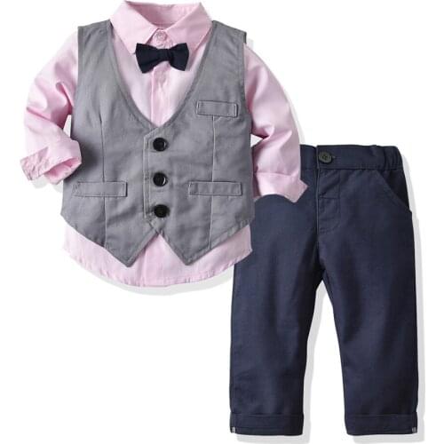 Toddler Boy Suits Kids Blazers 2019 Autumn School Suit for Boys Costume Wedding Formal Wear Baby Outfits Cotton Children Clothes
