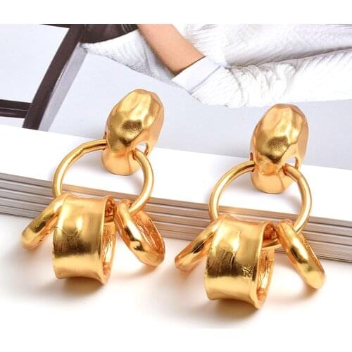 New Arrival Metal Long Hoops Drop Earrings Wholesale Fashion Trend Jewelry Accessories For Women