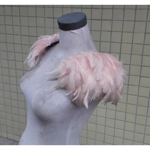 Handmade Nude pink feather shoulder epaulette #FSP15002