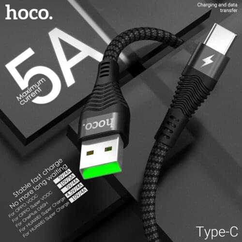 Hoco usb cable to type c 5a fast charging usb c wire usbc charger c type cord for samsung xiaomi huawei mobile phone android