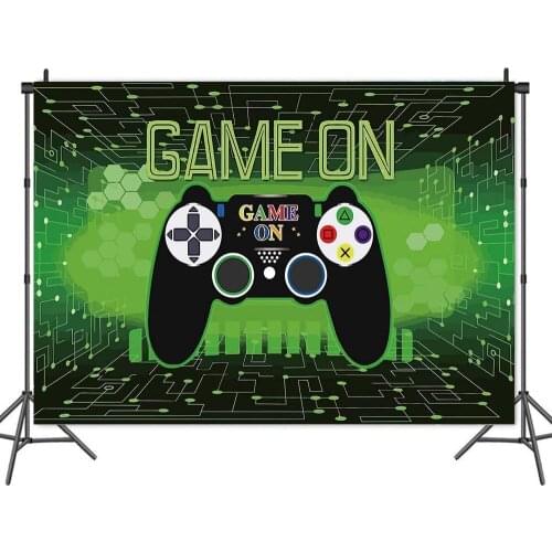 Game Green Black Boy Birthday Party Background Cloth Decoration Gamepad Gaming Theme Party Decoration Toy