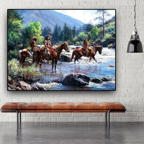 Native Indian Landscape Abstract Oil Painting on Canvas Posters and Prints Cuadros Wall Art Picture for living room