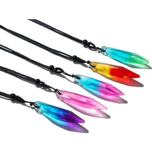 Hot sale fantasy Aurora resin pendant necklace hand woven adjustable sweater chain popular ornament