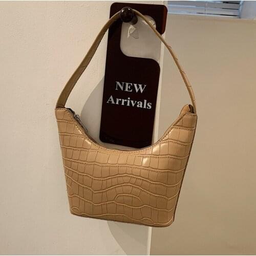 Crocodile Pattern Retro Hand Carry Small Bag 2021 Ladies Soft Leather One Shoulder Underarm Bag Solid Color Fashion Dumpling Bag