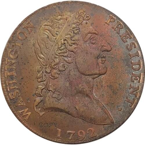 United States Of America 1792 Cent Roman Head Lettered Edge Washington President Red Copper Copy Coin
