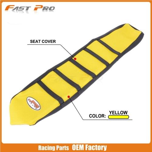 Motorcycle Pro Rib Yellow Rubber Ribbed Gripper Soft Rubber Seat Cover For SUZUKI RM85 2002-2017 03 04 05 06 07 08 09 Dirt Bike