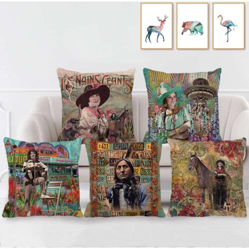 Character Pattern Series Cushion Cover Personalized Music Guitar Photo Linen Pillow Cover Home Decore