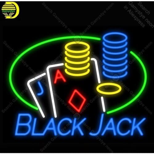 Neon Sign for Black Jack Chips Cards neon bulbs Sign Neon lights Sign real glass Tube Handcraft Iconic Game room Display Signs