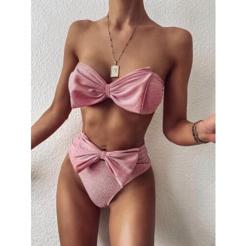 2020 New Sexy Bikini Swimwear Women Swimsuit Off Shoulder Bikini Set Flash Low Waist Bathing Suit Summer Beachwear Swimming Suit